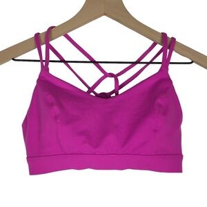 OLD NAVY Active Go-Dry Sports Bra Light Support Strappy Ruched Raspberry Small